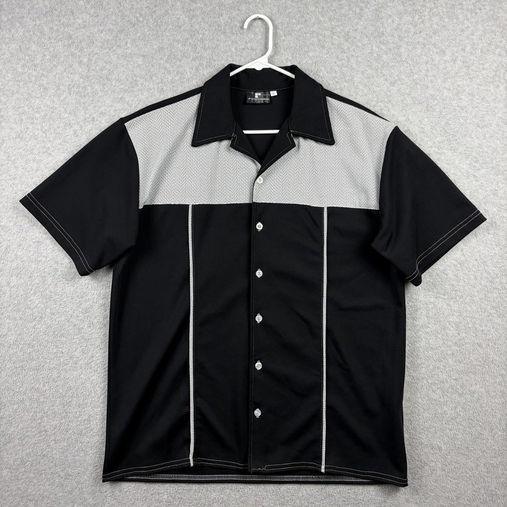 Positano Shirt Mens Large Black Retro Bowling Rockabilly Camp 50s Style USA Made
